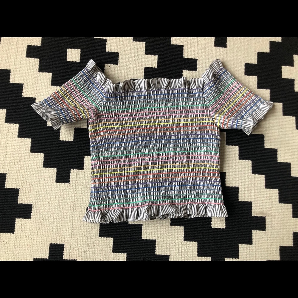 Lulus Rainbow Ruched Crop Top